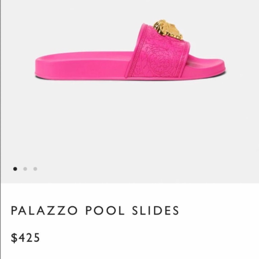 Versace pink slides. Brand new, never been worn. Originally $425.
